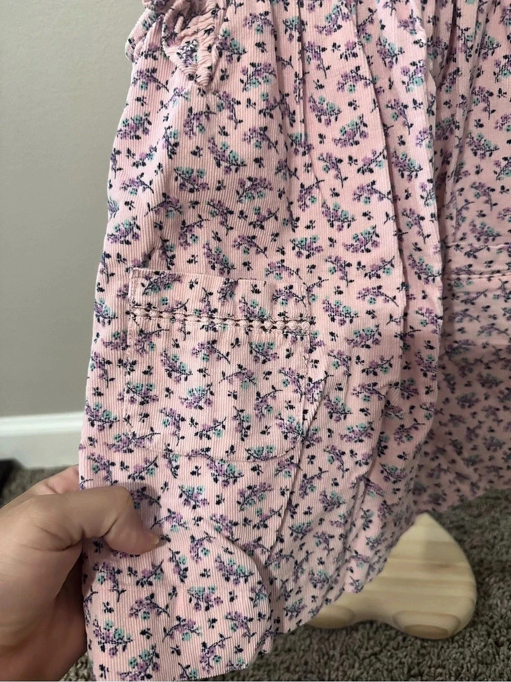 babyGap Floral Ruffle Corduroy Dress Pink & Blue Baby 18-24M